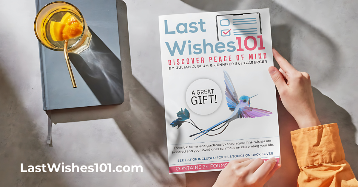 Julian J. Blum and Jennifer Sultzaberger holding Last Wishes 101 at launch